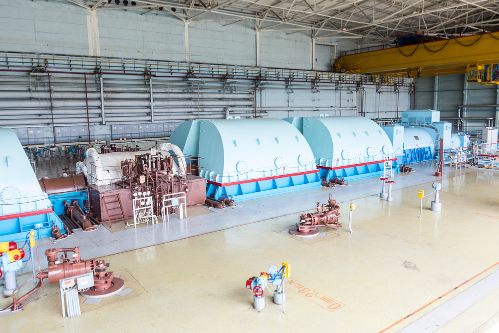 Steam turbines in nuclear power plant.