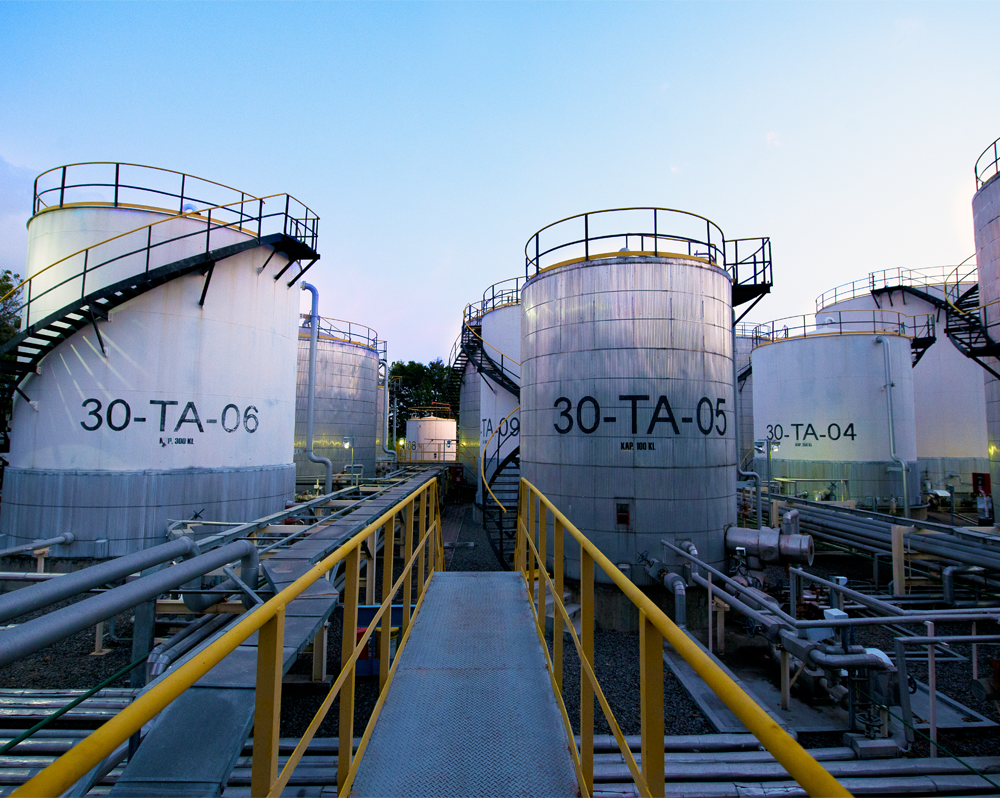 Tanks at a Pertamina blending plant