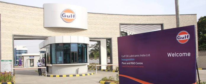 The entry gates of Gulf Oil India's headquarters in Mumbai.